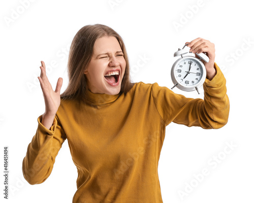 Stressed young woman with c...