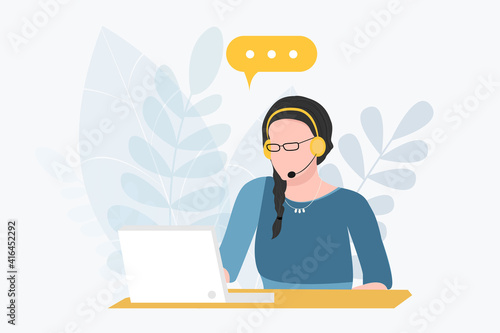 Call center operator avatar flat icon. Customer service