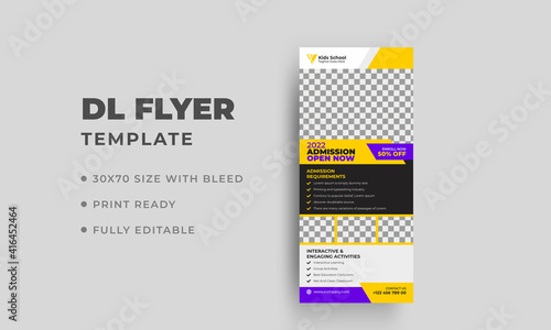 Kids School Admission dl flyer template vector file 