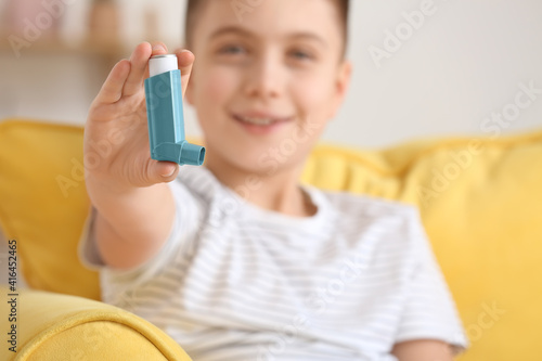 Little boy with inhaler at ...