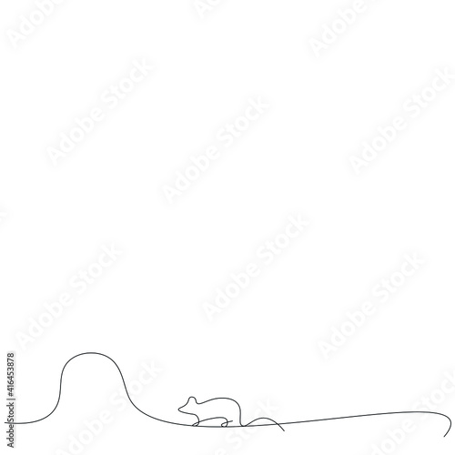 Rat animal line drawing, vector illustration