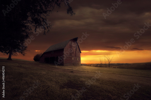 Barn in a Golden Sunset