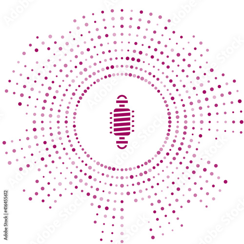 Purple Bicycle suspension icon isolated on white background. Abstract circle random dots. Vector.