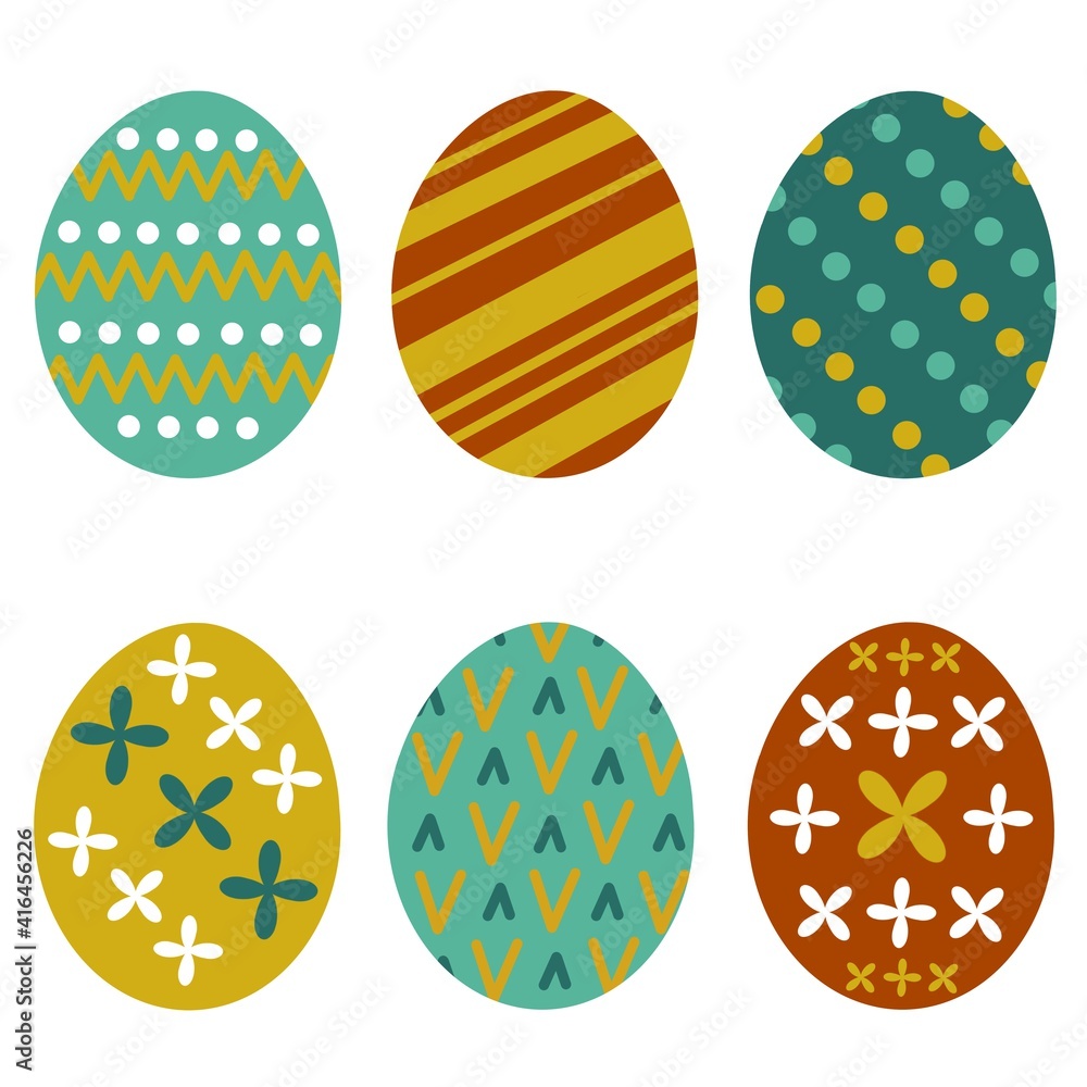 Vector icons of bright Easter eggs, isolated icons on white background Vector icons of bright Easter eggs, isolated icons on white background