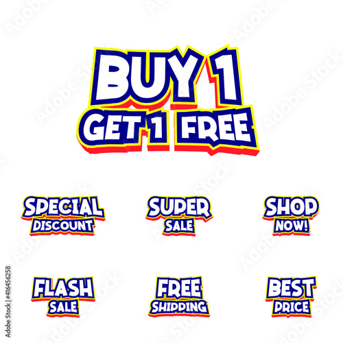 Wallpaper Mural Set of sale and promo labels in bold style Torontodigital.ca