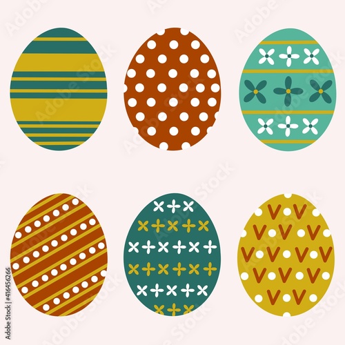 Vector icons of Easter eggs. Isolated icons on a white background.