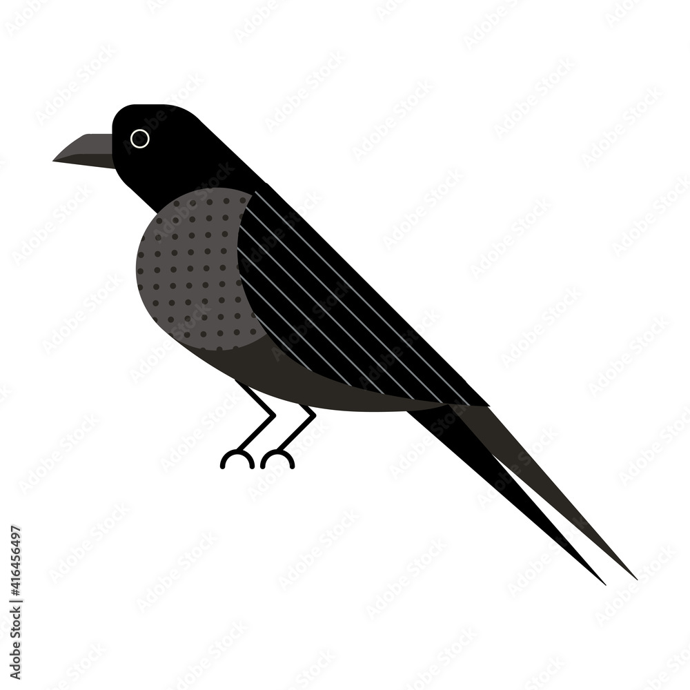 Fototapeta premium Raven or Crow Bird Icon in Flat Design