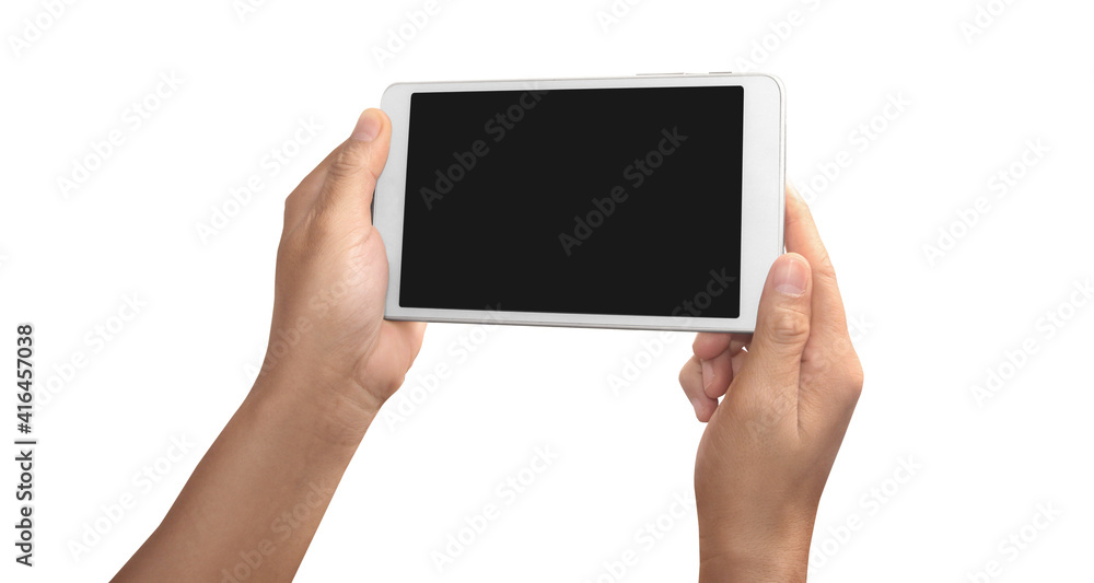 Hands holding a tablet touch computer gadget Hands holding a tablet touch computer gadget