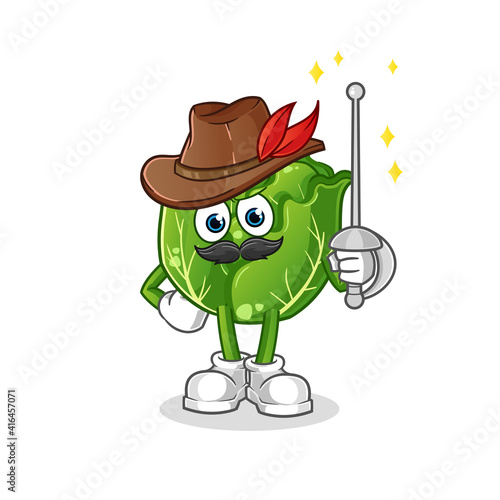 cabbage fencer character. cartoon mascot vector