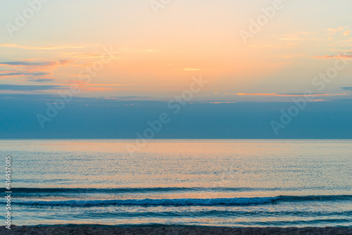 scenic view of orange sunset on the sea landscape