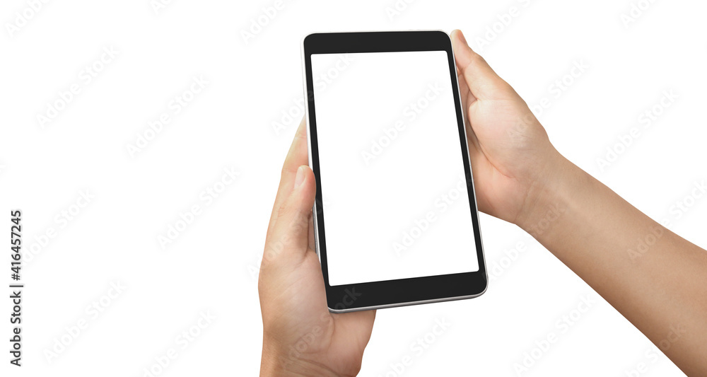 Hands holding a tablet touch computer gadget Hands holding a tablet touch computer gadget