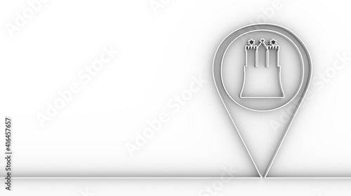 Travel template. Hamburg city coat of arms element in location pointer. Thin line style. 3D rendering photo