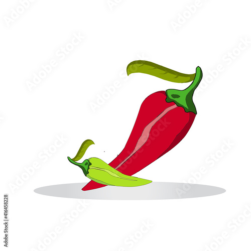 Closeup chilly pepper. Hot red chili peppers, cartoon mexican chilli or chillies illustration, vectors paprika icon signs isolated on white background