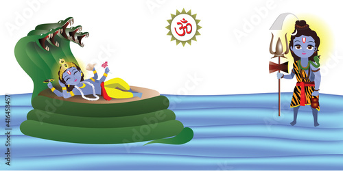 Tableau sur toile Lord Vishnu with Lord Shiva