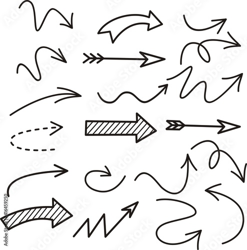 Set of arrows vector illustration.Arrow doodles vector. A set of simple sketches of arrows. Up, down, left, right ones