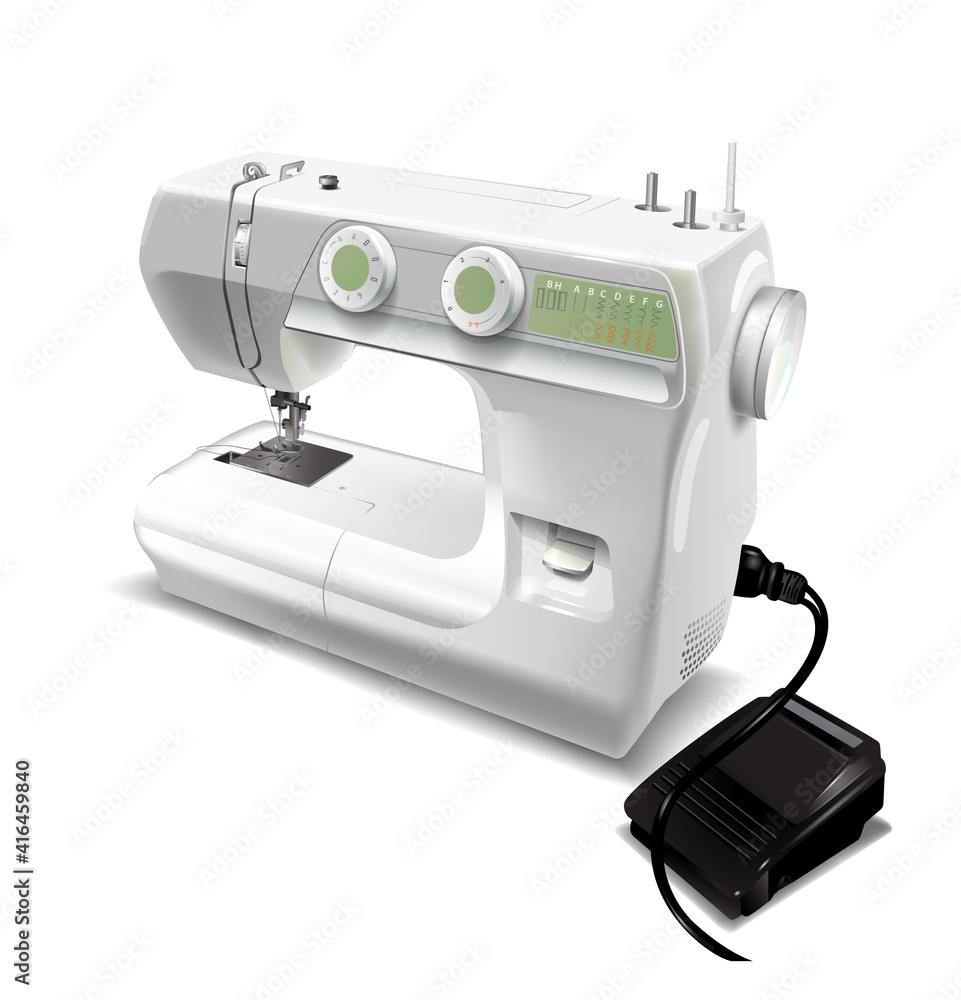 Electric sewing machine isolated on white background. Vector illustration