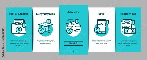 Insurance All-purpose Onboarding Mobile App Page Screen Vector. Insurance Agreement For Protection House And Car, Health And Life, Phone And Lost Work Illustrations