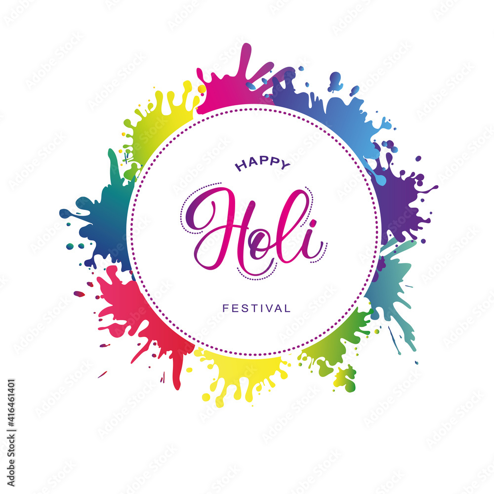 Vector Illustration of Holi Festival with colorful text for card, Poster, banner For indian Festival Of Holi