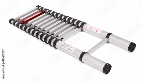 Tableau sur toile Modern used aluminum telescopic stepladder isolated