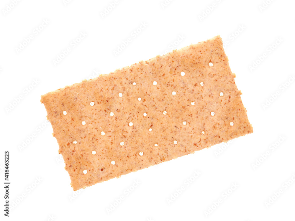 Whole grain cracker isolated on white Whole grain cracker isolated on white