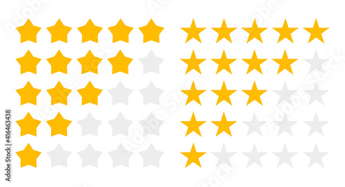 Five star rating template. Flat vector illustration isolated on white.