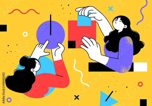 Flat style business people illustration. Coworkers characters communication. Casual business concept vector