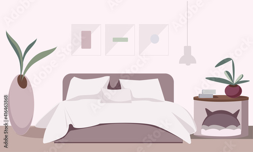 Cozy bedroom interior with accessories