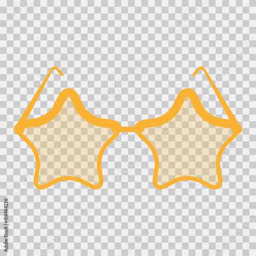 Star-shaped cartoon sunglasses. Flat vector illustration on transparent background.