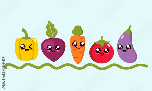 Cute vegetables vector illustration