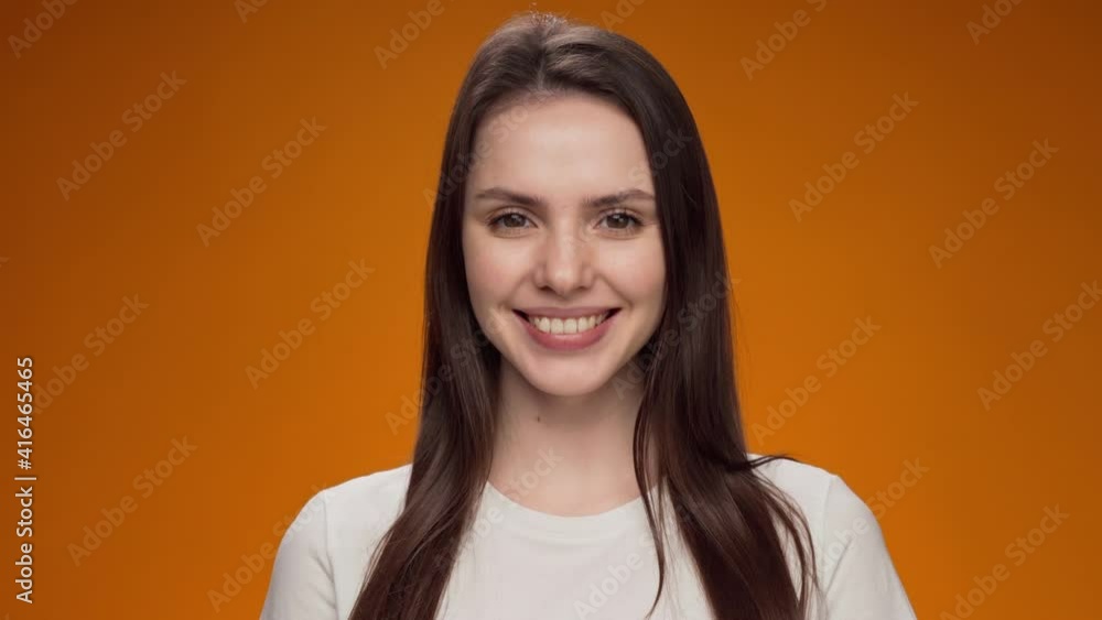 Smiling cheerful pretty young woman portrait Smiling cheerful pretty young woman portrait