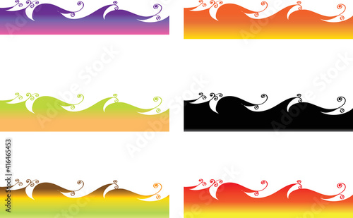 vector colourful wave sea water fire wine design line background set