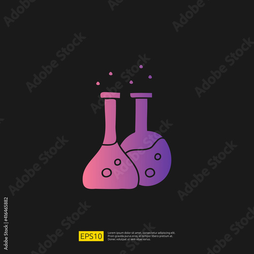 chemical bottle doodle icon for education and back to school concept. Gradient glyph sign symbol vector illustration