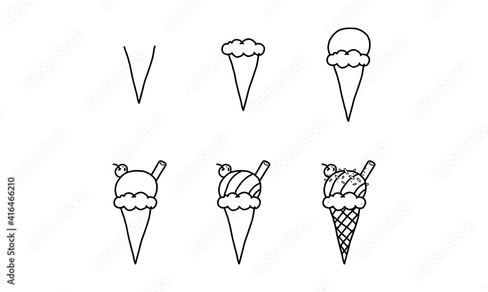 how to draw an ice cream cone from V step by step. easy and fun activity