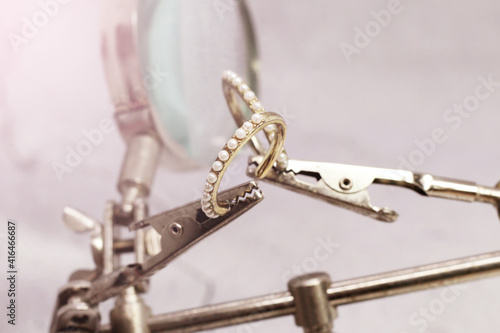 Silver earrings with a stone in a pawn shop