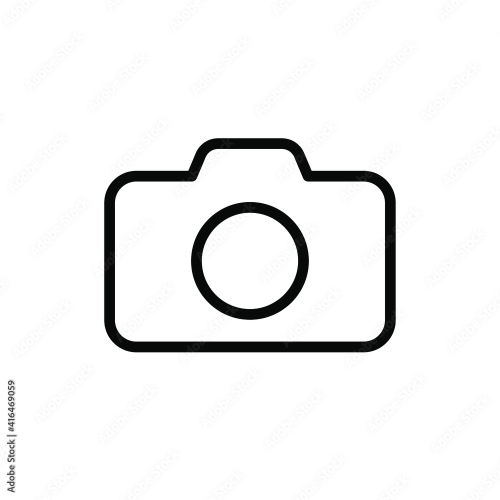 Camera icon symbol. Photograph sign. Simple flat shape logo. Black outline silhouette isolated on white background. Vector illustration image. Camera icon symbol. Photograph sign. Simple flat shape logo. Black outline silhouette isolated on white background. Vector illustration image.