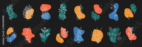 Collection of highlight story covers for social media. Pastel hand drawn backgrounds. Round elements and icons with dots, abstract shapes, lines, floral details, texture for your blog or website.