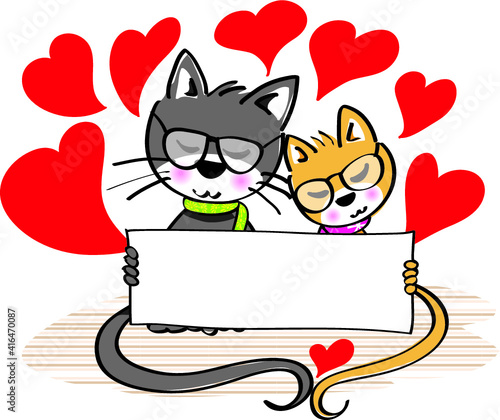vector cartoon cats lover fall in love