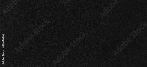 Panorama of External cement wall painted in black smooth surface texture and background seamless
