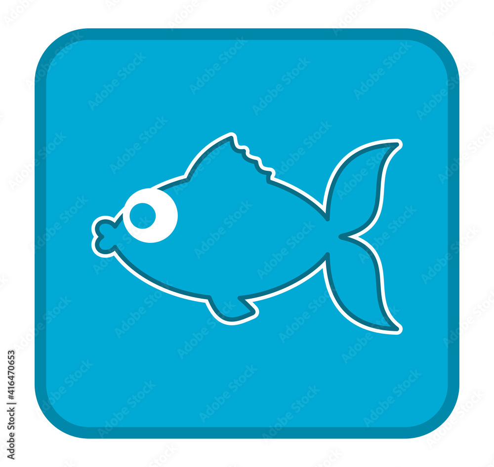 a blue fish icon in the form of a button a blue fish icon in the form of a button