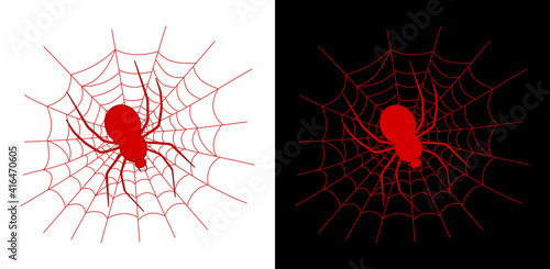 a big red spider on a web for the Halloween party