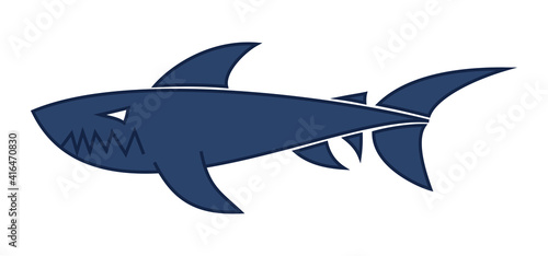 blue shark swimming in the water and very aggressive with large jaws