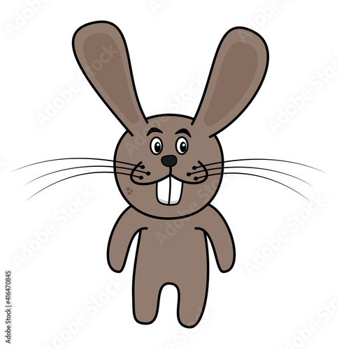a brown rabbit with large teeth and a long moustache resembling a toy or plush toy © koft