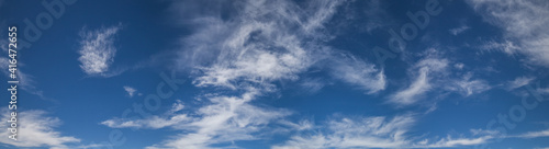 Blue sky with white clouds, panoramic sky