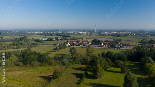 Aerial rural landscape in Moerzeke, Belgium