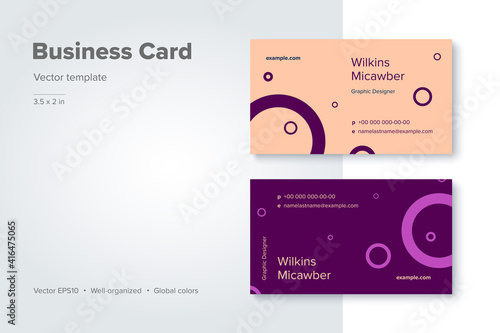 Trendy abstract business card template. Modern corporate stationery id layout with geometric pattern. Vector fashion background design with information sample name text.