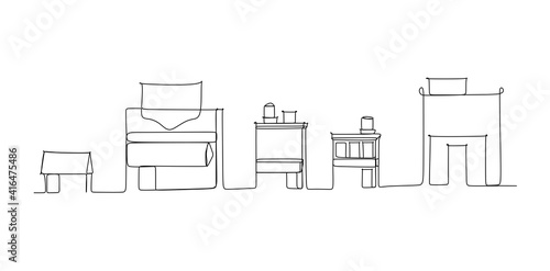 modern city skyline - continuous one line drawing