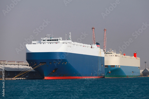 Vehicles Carrier ships are moored in port