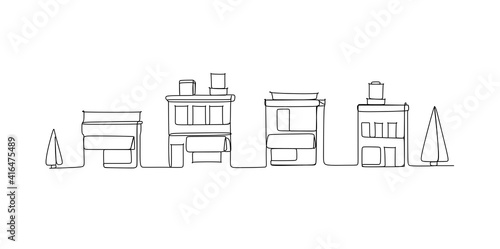 City skyline - continuous one line drawing