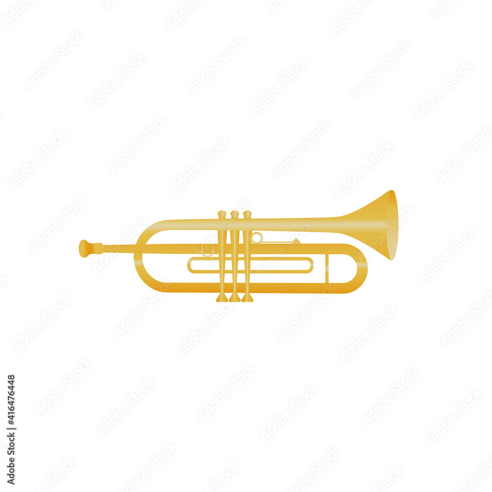 Fototapeta premium A musical instrument is a trumpet. Color illustration on a white background..