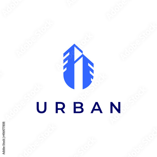 buildings logo vector modern simple with letter U shape